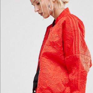 Red Adidas Floral Bomber Jacket